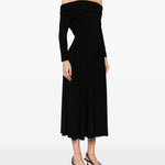 Abito midi a maniche lunghe con spalle scoperte in nero Norma kamali - donna 