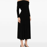 Abito midi a maniche lunghe con spalle scoperte in nero Norma kamali - donna 
