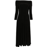 Abito midi a maniche lunghe con spalle scoperte in nero Norma kamali - donna 