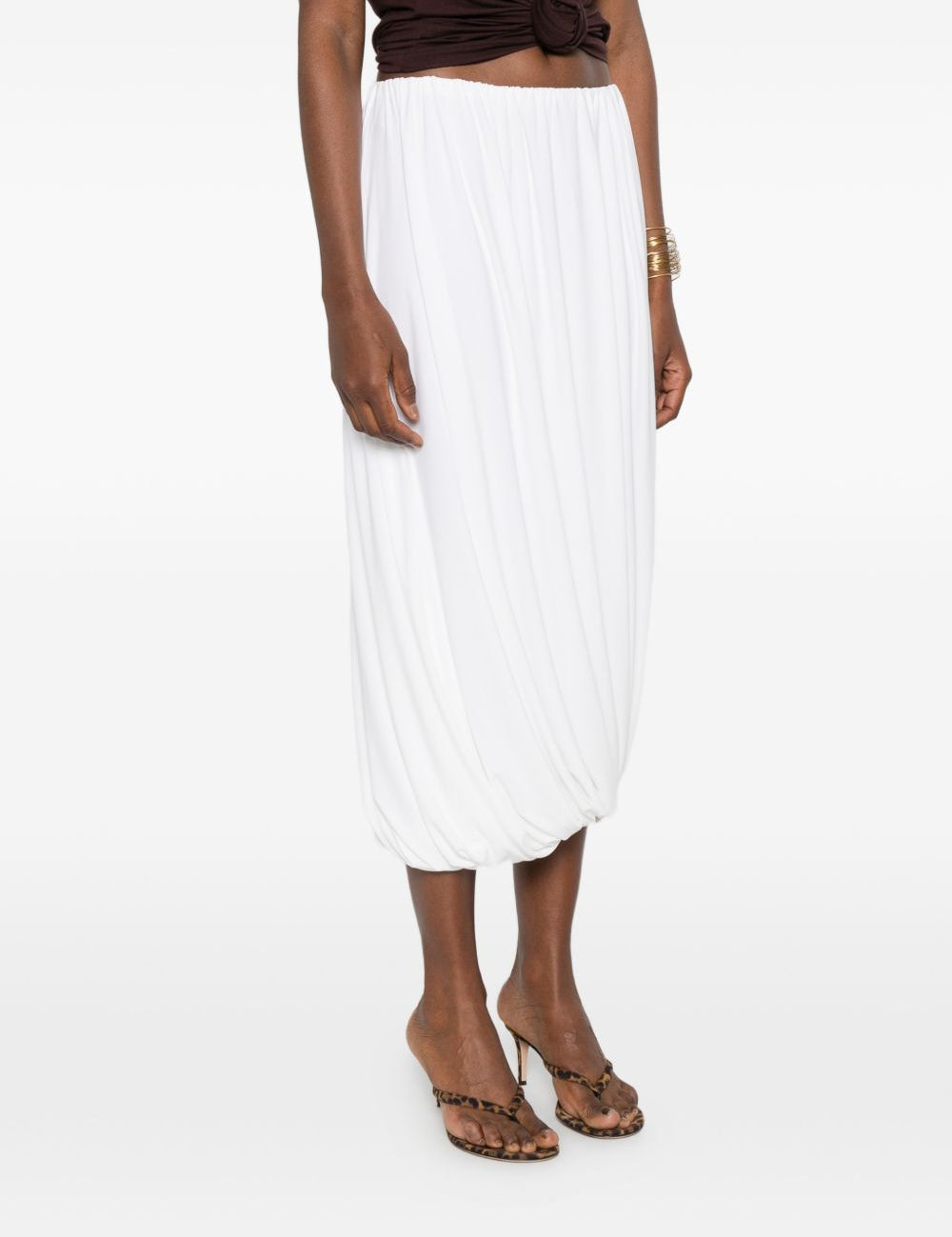 Gonna midi arricciata in bianco Norma kamali - donna 