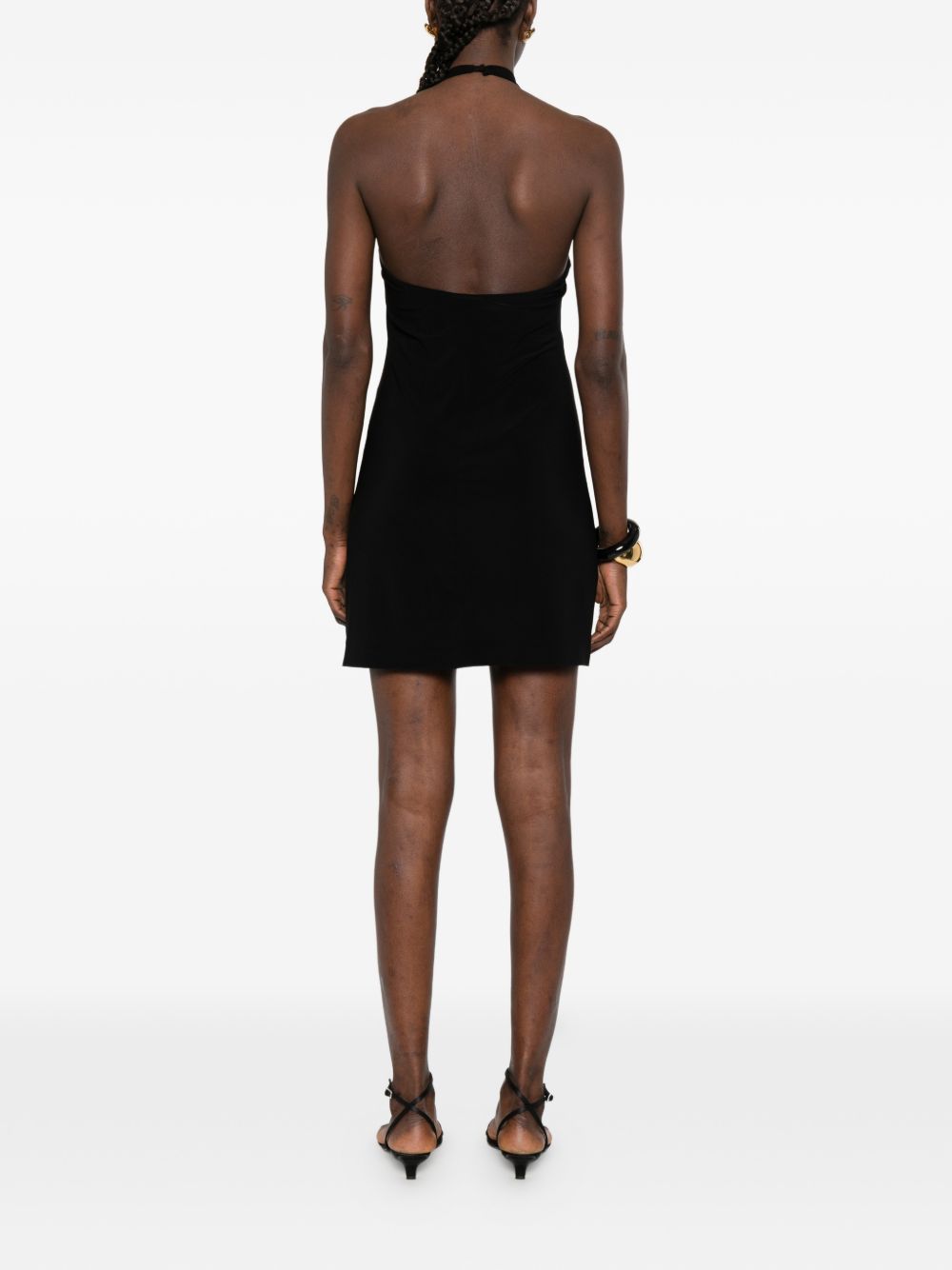 Abito mini collo halter in nero Norma Kamali - donna 