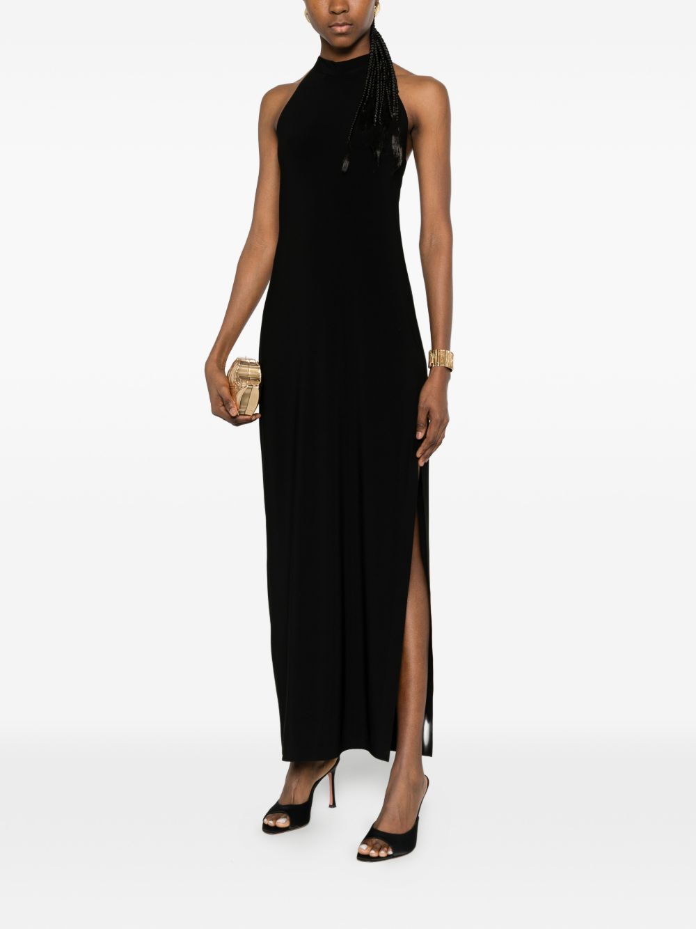 ABITO LUNGO SCOLLO HALTER IN NERO NORMA KAMALI - DONNA 