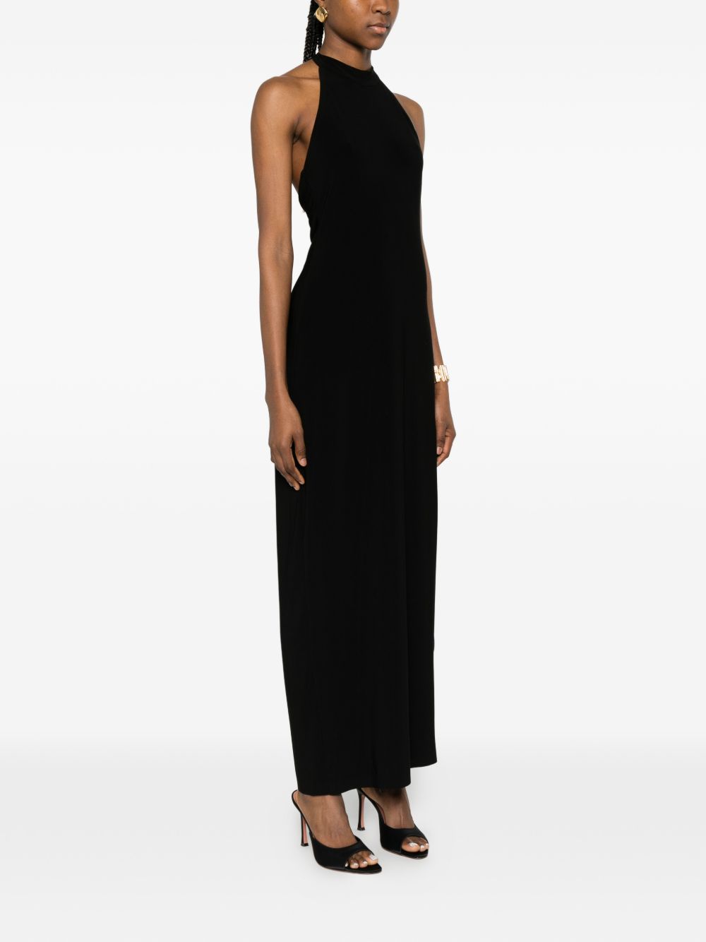ABITO LUNGO SCOLLO HALTER IN NERO NORMA KAMALI - DONNA 