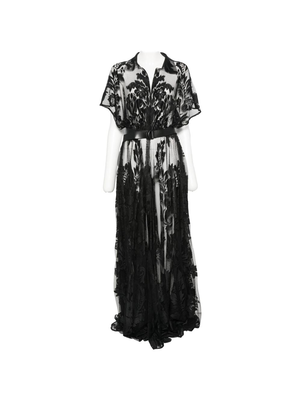 ABITO CON CINTURA IN PIZZO IN NERO NORMA KAMALI - DONNA 