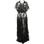 ABITO CON CINTURA IN PIZZO IN NERO NORMA KAMALI - DONNA 