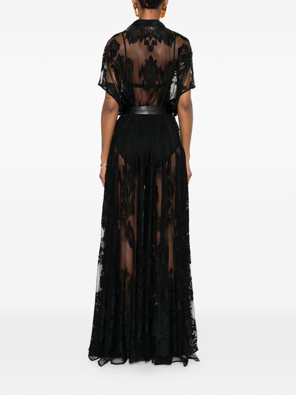 ABITO CON CINTURA IN PIZZO IN NERO NORMA KAMALI - DONNA 