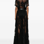 ABITO CON CINTURA IN PIZZO IN NERO NORMA KAMALI - DONNA 