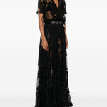 ABITO CON CINTURA IN PIZZO IN NERO NORMA KAMALI - DONNA 