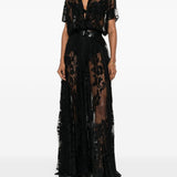 ABITO CON CINTURA IN PIZZO IN NERO NORMA KAMALI - DONNA 