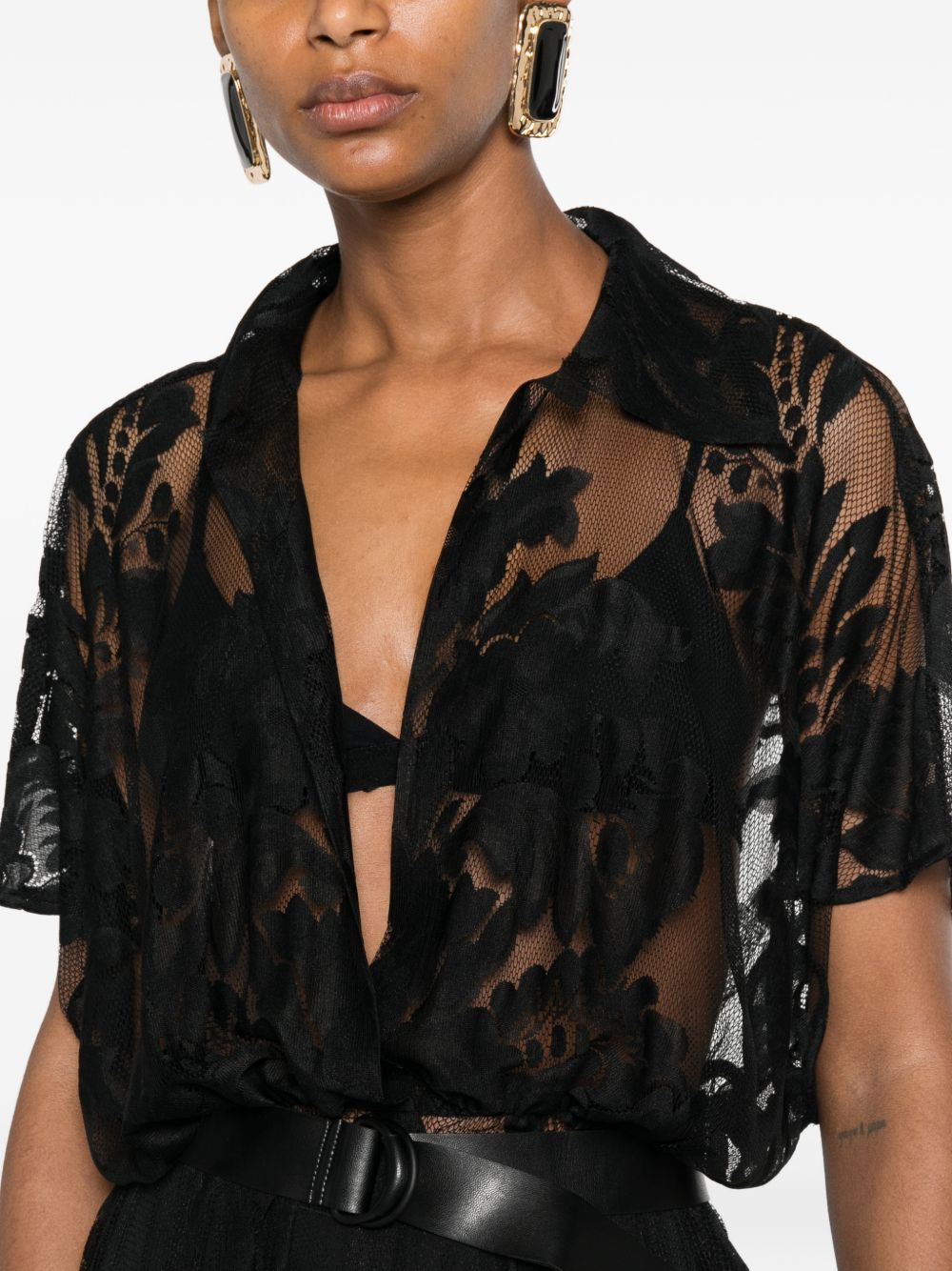ABITO CON CINTURA IN PIZZO IN NERO NORMA KAMALI - DONNA 