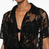 ABITO CON CINTURA IN PIZZO IN NERO NORMA KAMALI - DONNA 
