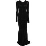 Abito maxi con ruches in nero Norma Kamali - donna 