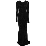 Abito maxi con ruches in nero Norma Kamali - donna 