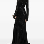 Abito maxi con ruches in nero Norma Kamali - donna 
