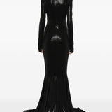 Abito maxi con ruches in nero Norma Kamali - donna 