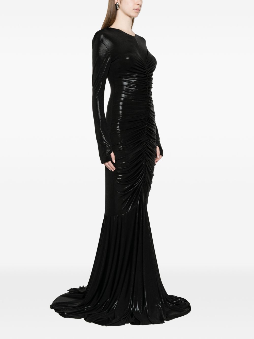 Abito maxi con ruches in nero Norma Kamali - donna 