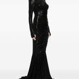 Abito maxi con ruches in nero Norma Kamali - donna 