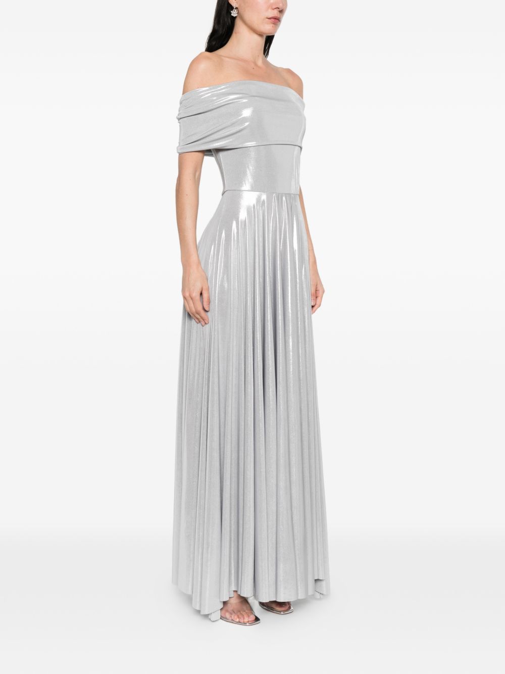 Abito maxi con spalle scoperte in argento Norma Kamali - donna 