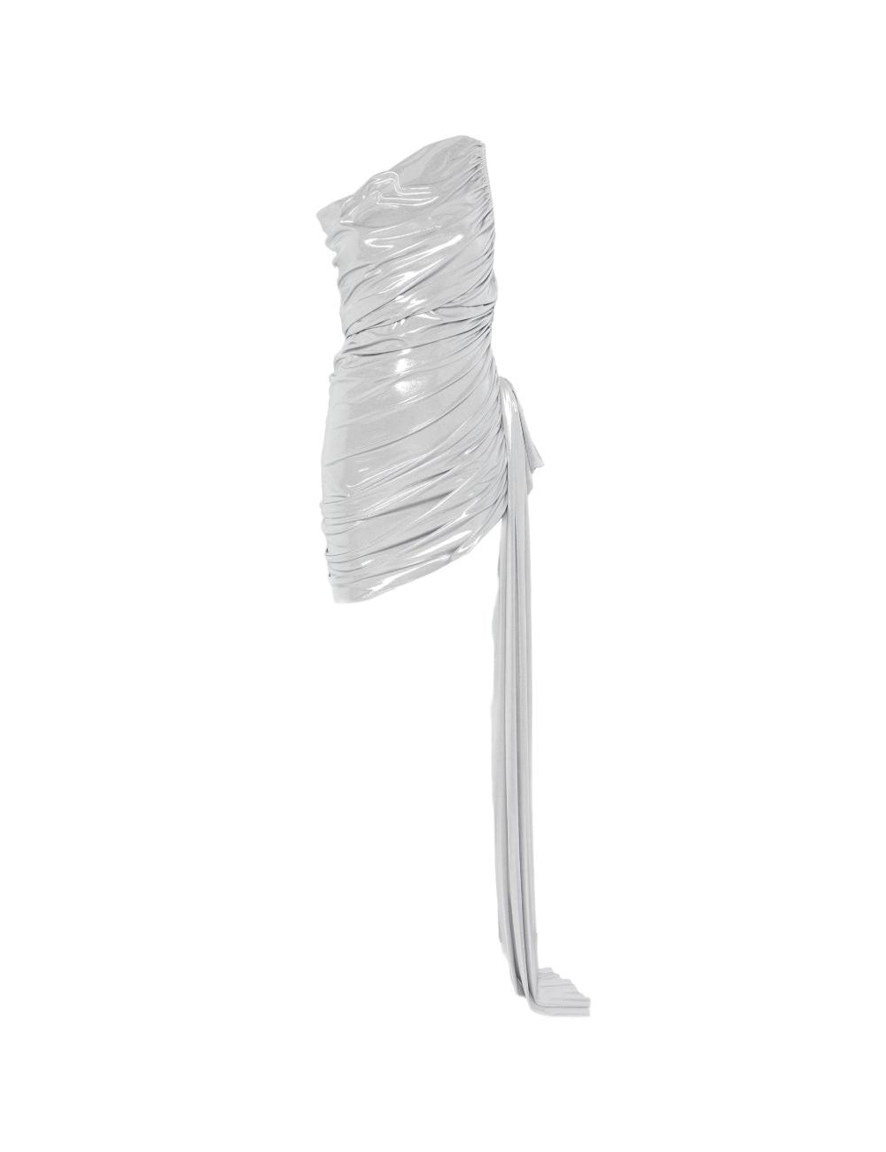 Abito mini drappeggiato in argento Norma Kamali - donna 