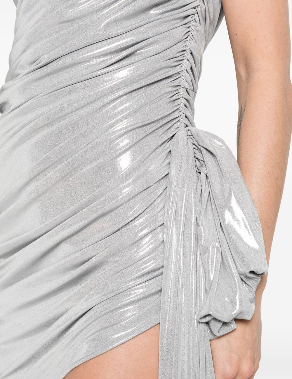 Abito mini drappeggiato in argento Norma Kamali - donna 