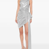 Abito mini drappeggiato in argento Norma Kamali - donna 