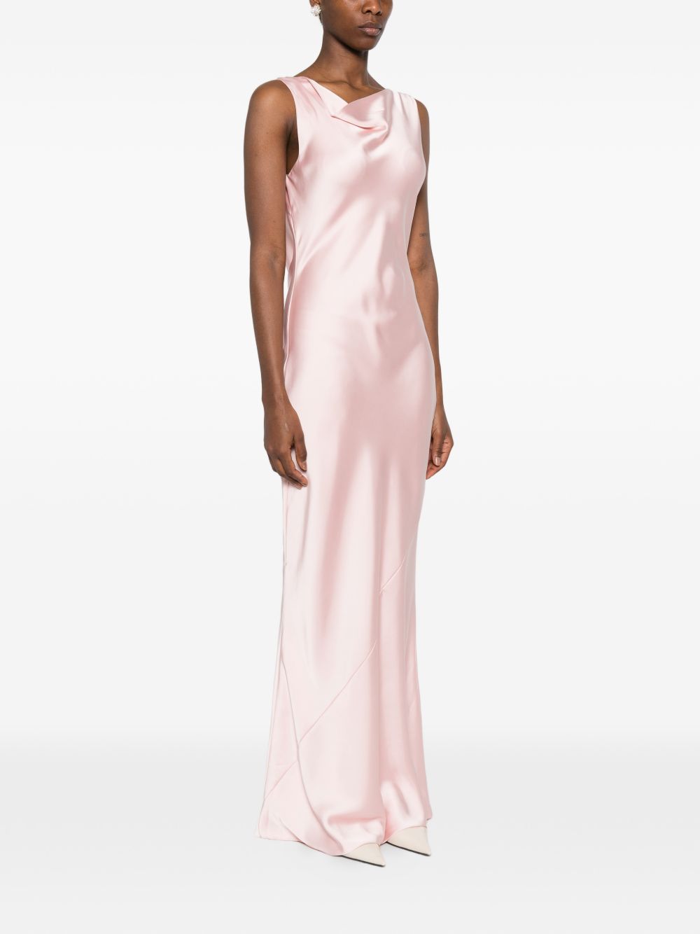 Abito con scollo sul retro e finitura satinata in rosa Norma kamali - donna 