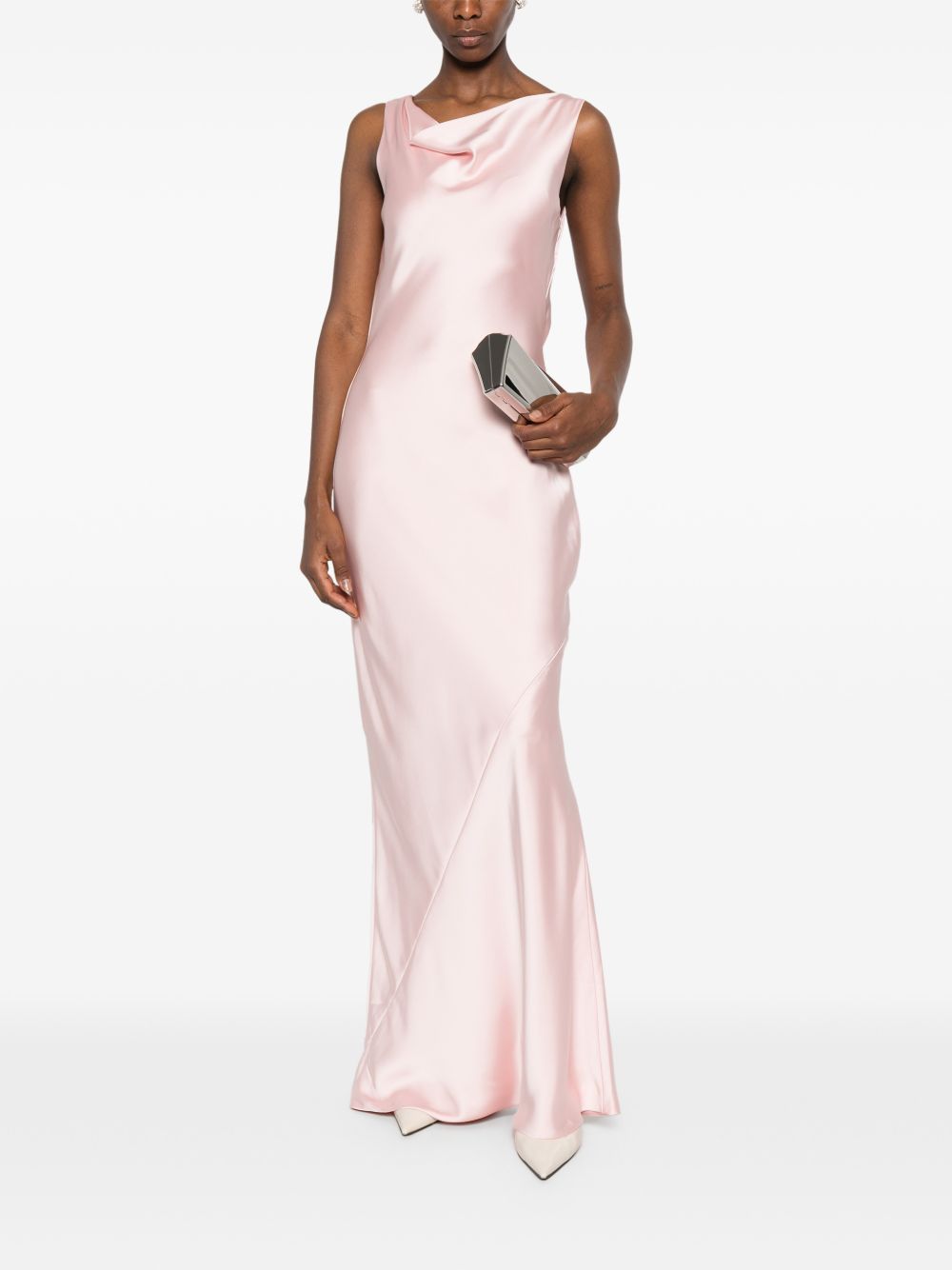 Abito con scollo sul retro e finitura satinata in rosa Norma kamali - donna 