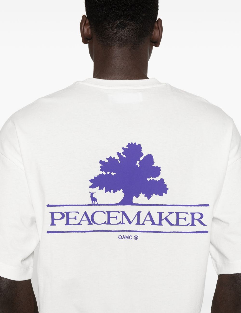 T-shirt con stampa del logo in bianco Oamc peacemaker - uomo 