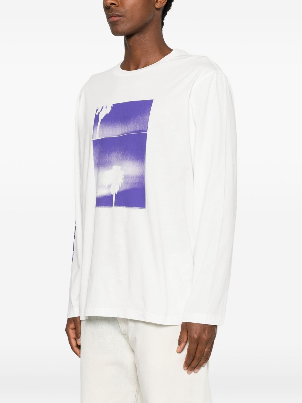 T-shirt a maniche lunghe con stampa in bianco Oamc peacemaker - uomo 