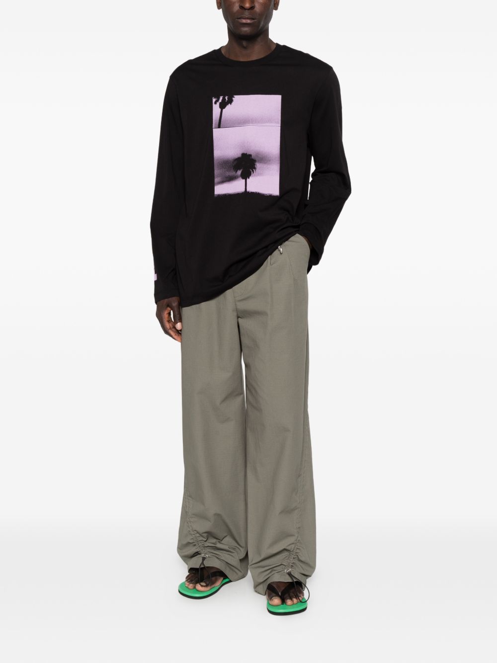 T-shirt a maniche lunghe in nero Oamc peacemaker - uomo 