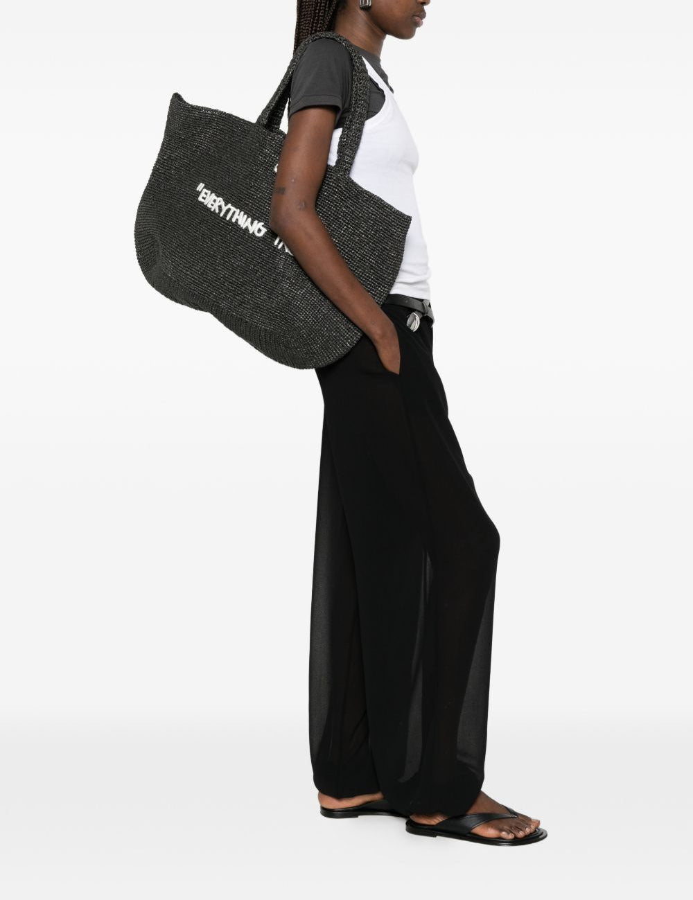 Borsa intrecciata everything inside in nero Off white - donna 