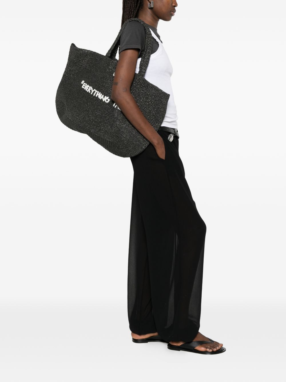 Borsa intrecciata everything inside in nero Off white - donna 