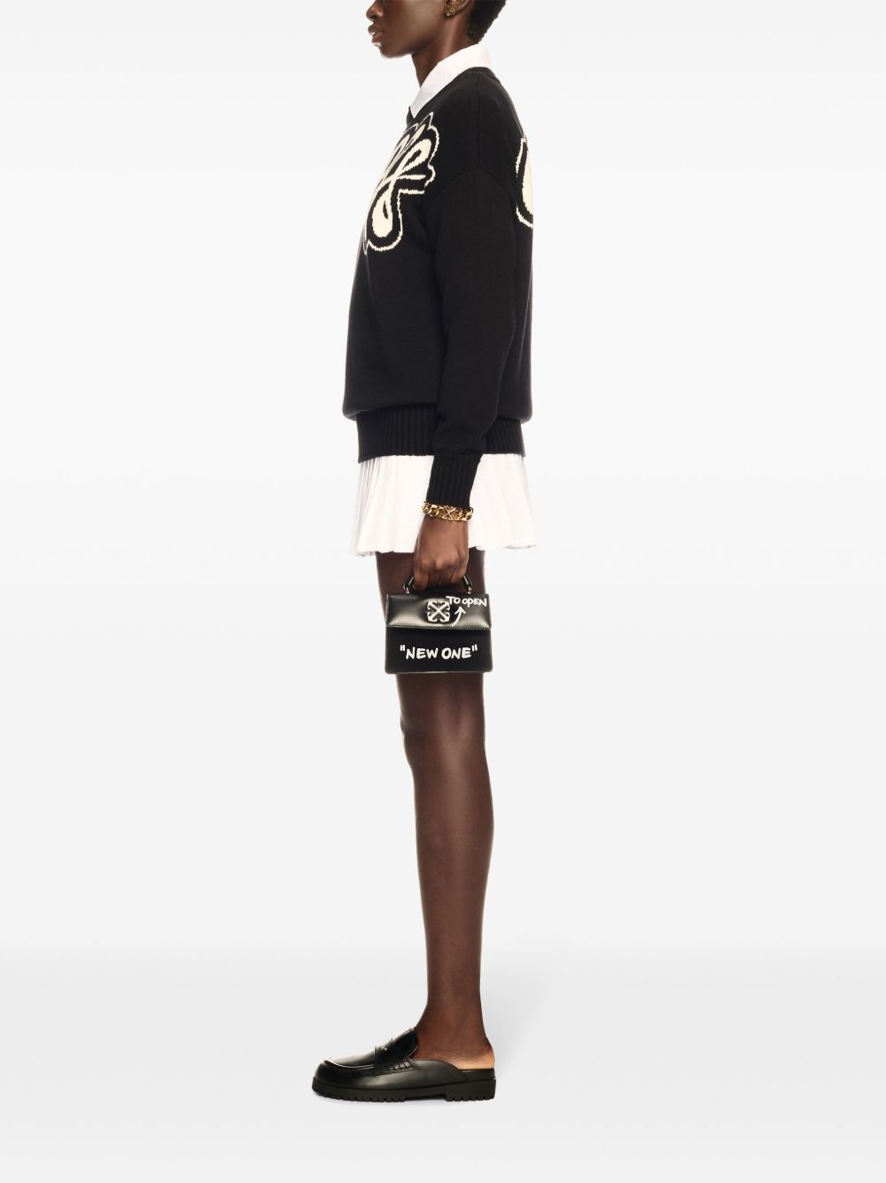 Borsa a mano Jitney Baby Quote in nero OFF WHITE - DONNA 