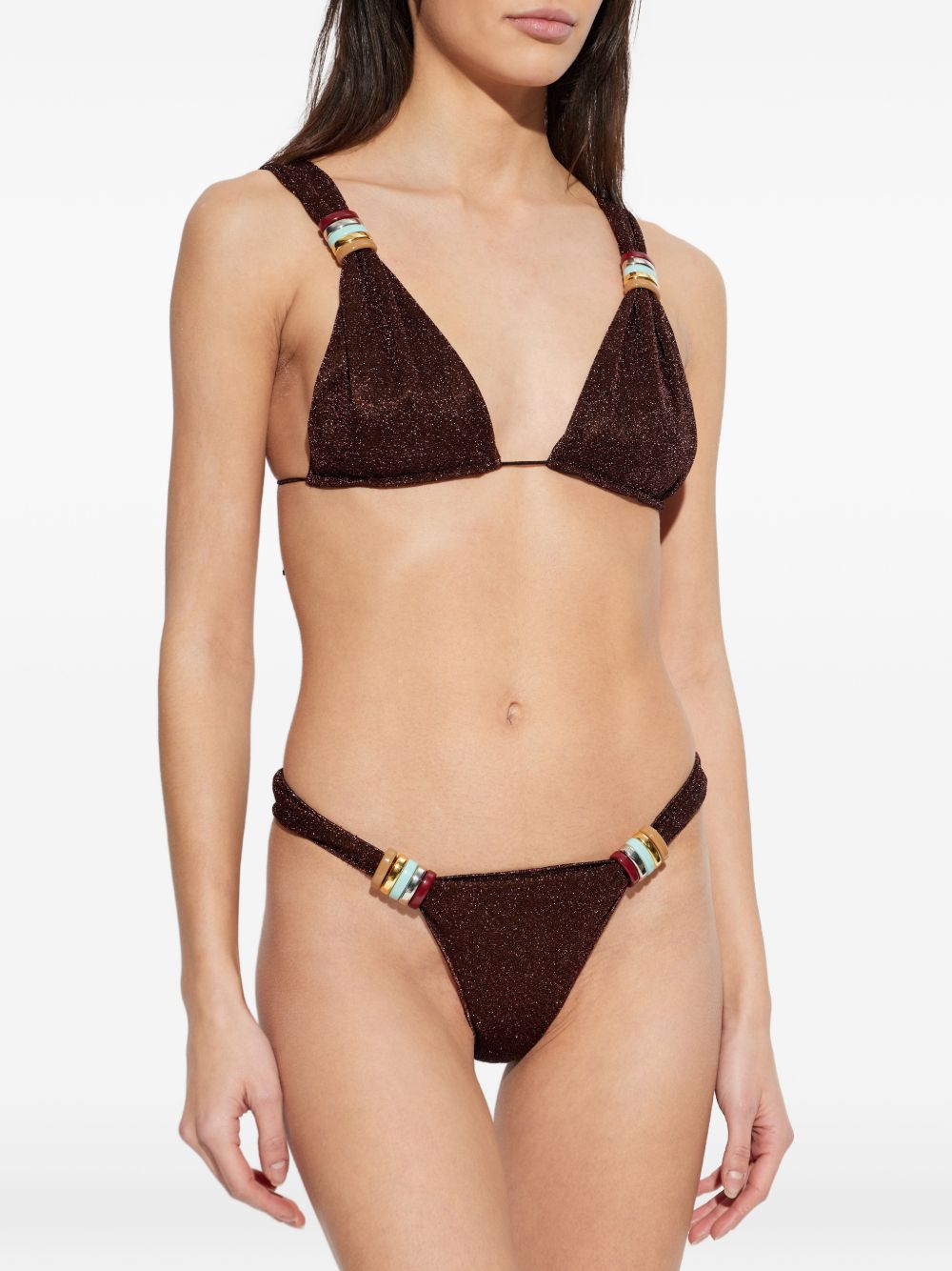Bikini a triangolo con dettaglio ad anello in marrone Oséree - donna 
