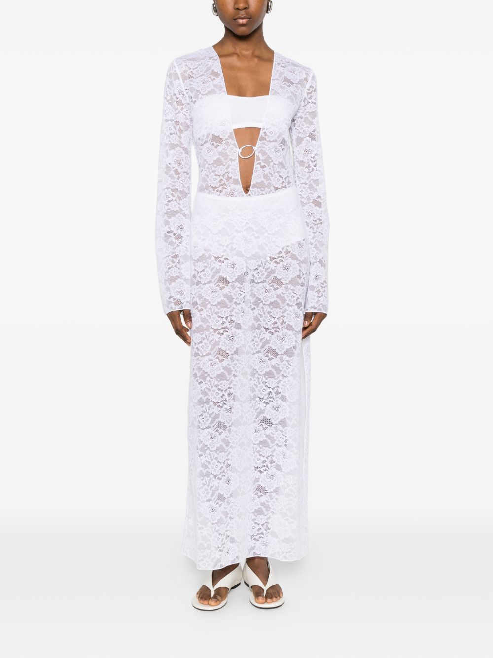 Abito maxi in pizzo in bianco Oséree - donna 
