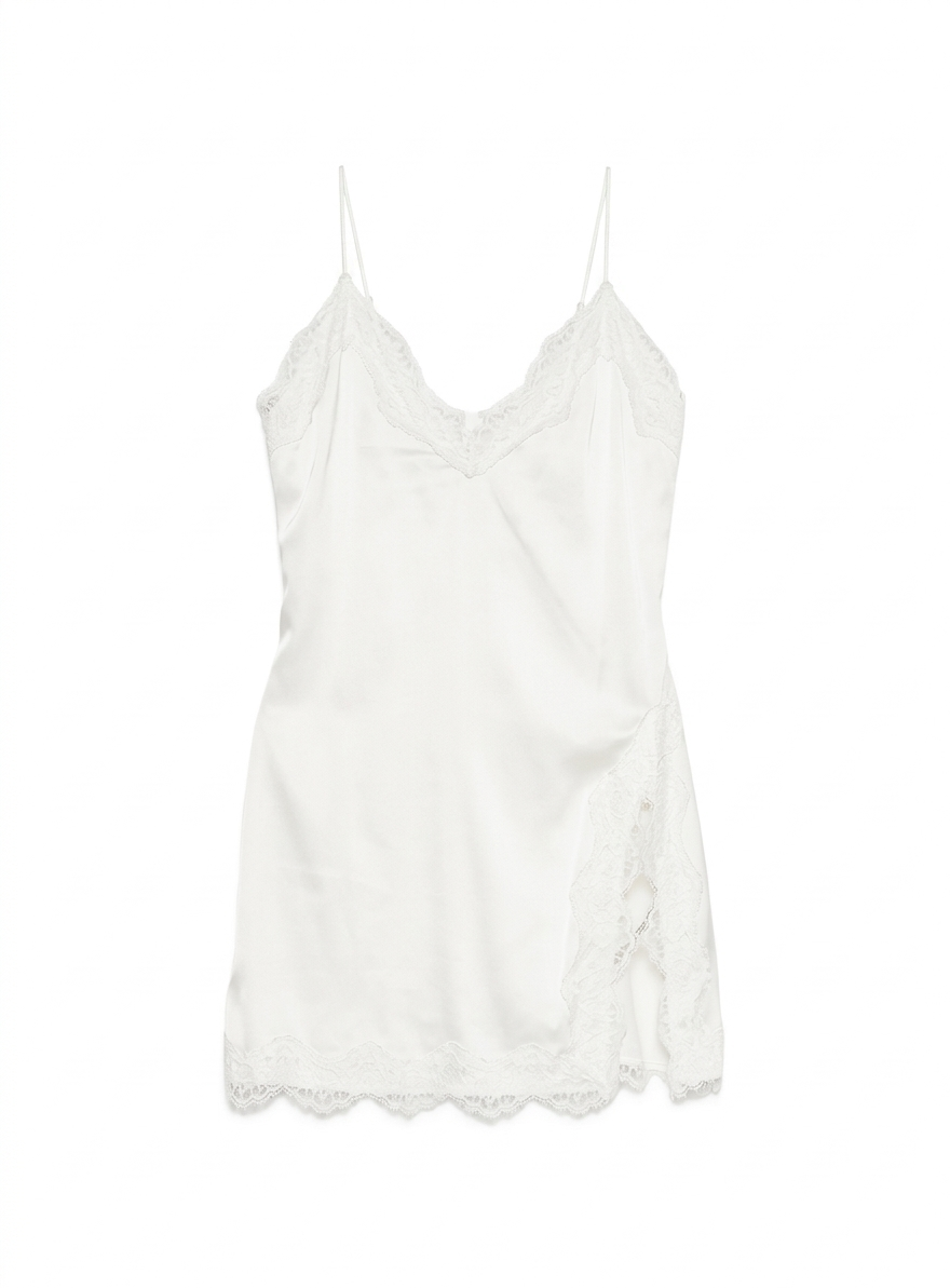 Miniabito con bordo in pizzo in bianco Oséree - donna 