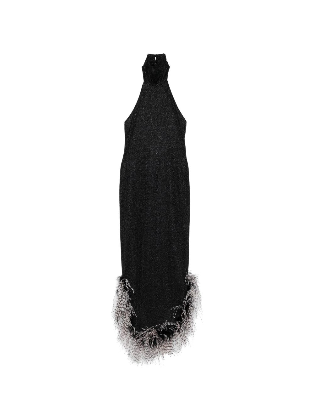 Abito con collo alto e bordo in piume in nero Oséree - donna 