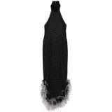 Abito con collo alto e bordo in piume in nero Oséree - donna 