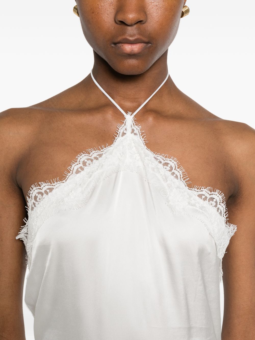 Abito con scollo all'ascolto e bordi in pizzo in bianco Oséree - donna 