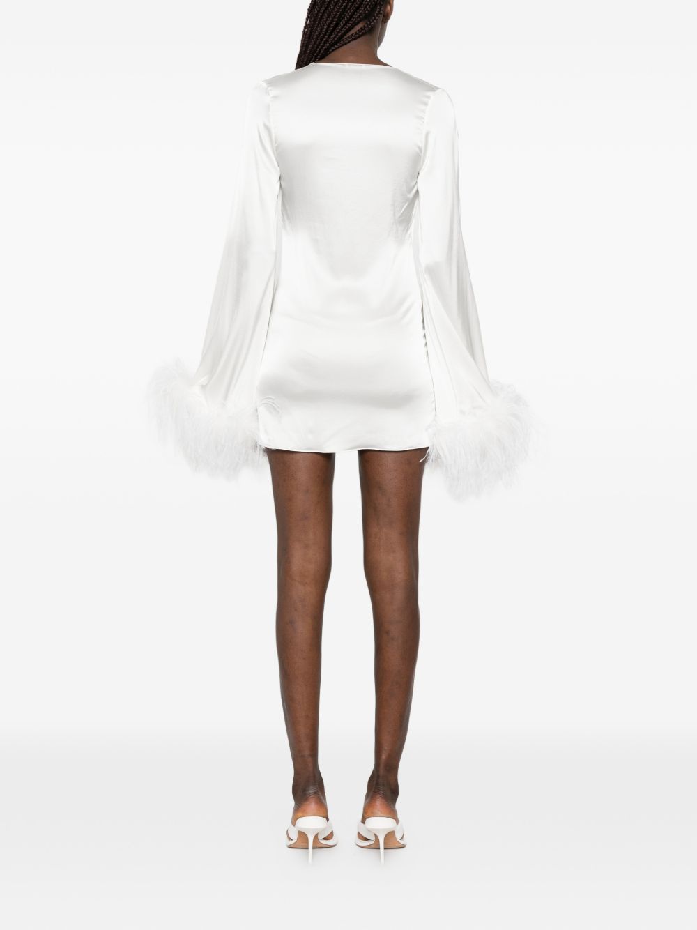 Miniabito con finiture di piume in bianco Oséree - donna 