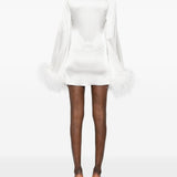 Miniabito con finiture di piume in bianco Oséree - donna 