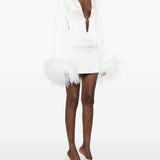 Miniabito con finiture di piume in bianco Oséree - donna 