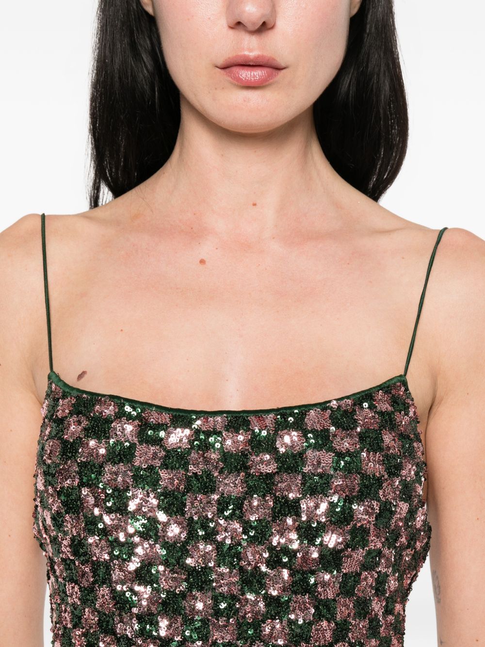 Abito corto con paillettes in verde Oséree - donna 