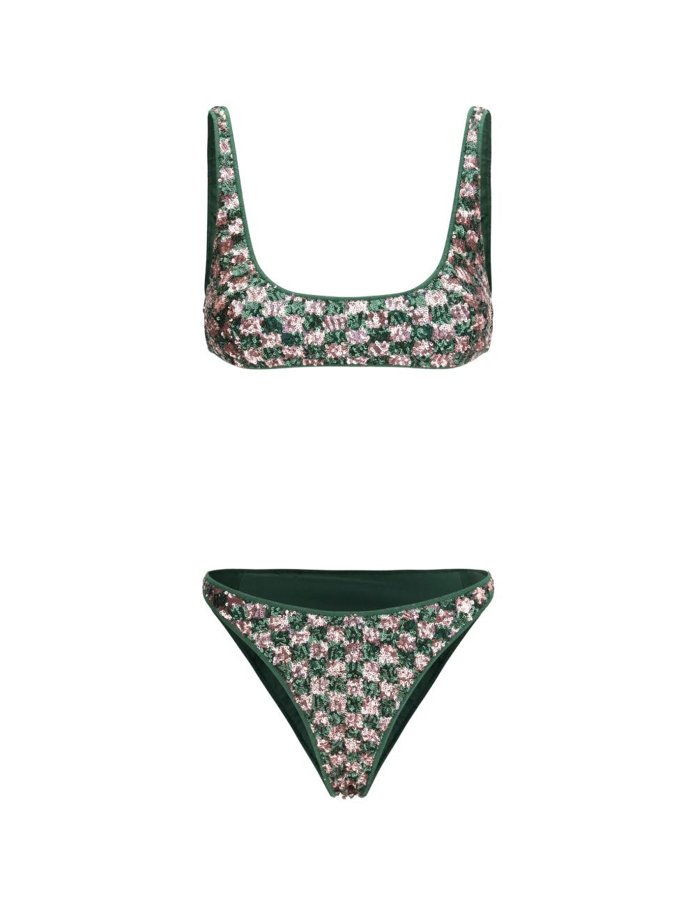 Bikini con paillettes in verde e rosa Oséree - donna 