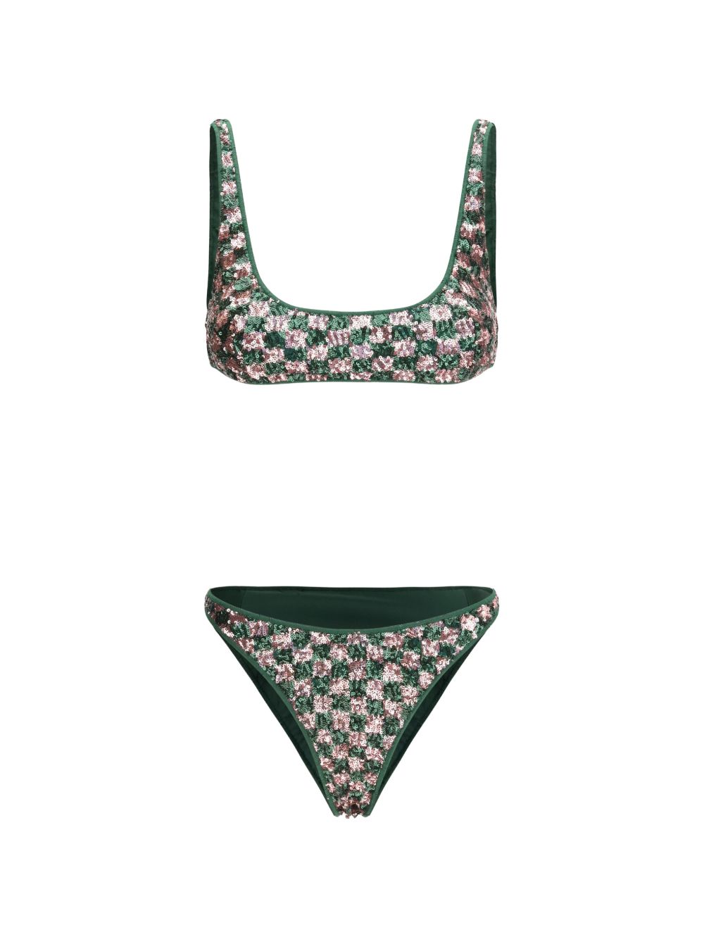 Bikini con paillettes in verde e rosa Oséree - donna 