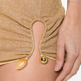 Abito corto asimmetrico in oro Oséree - donna 