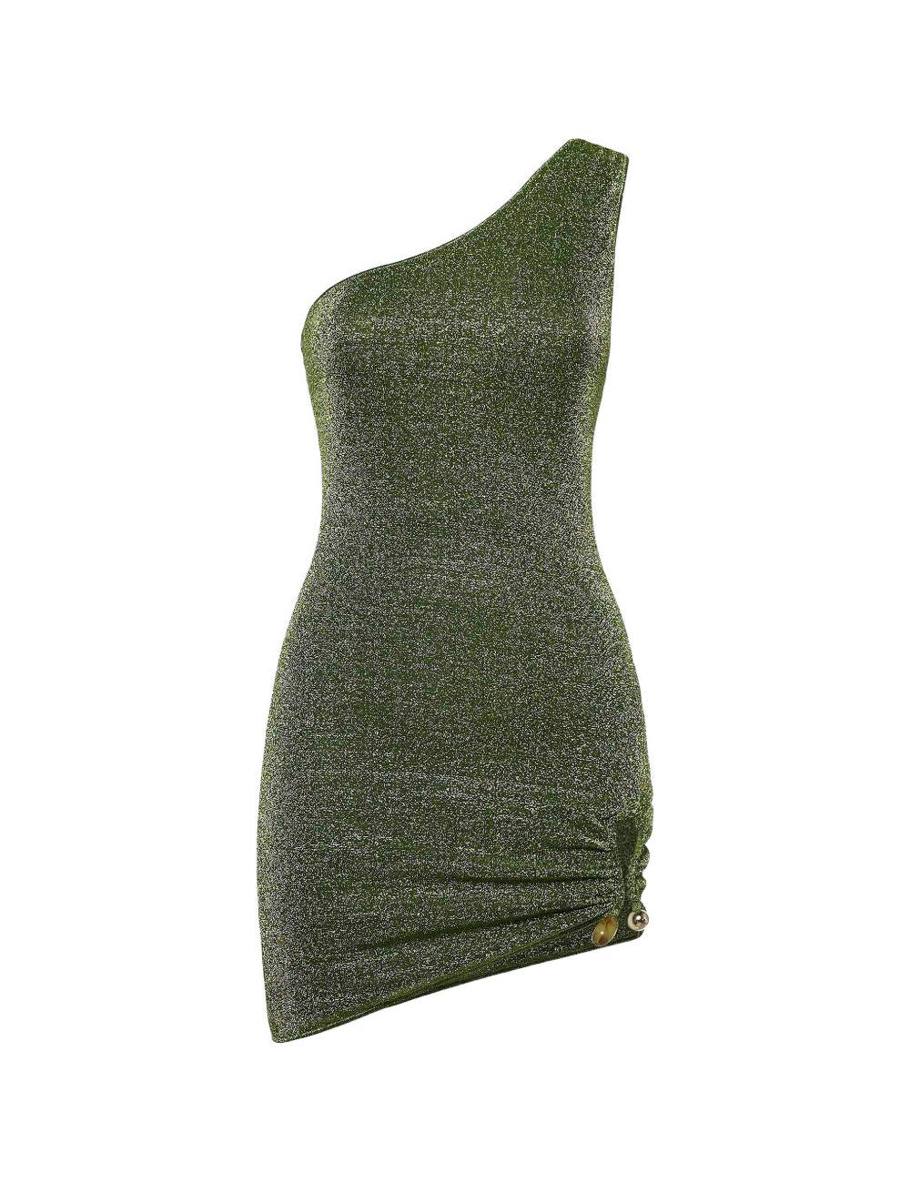 Abito corto asimmetrico in verde Oséree - donna 