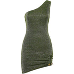 Abito corto asimmetrico in verde Oséree - donna 