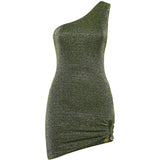 Abito corto asimmetrico in verde Oséree - donna 