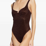 Costume da bagno con scollo quadrato in marrone Oséree - donna 